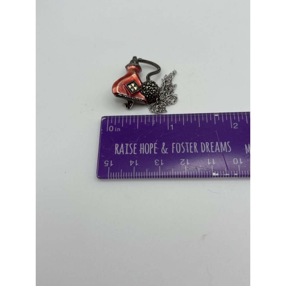 Judith Jack Brooch Perfume Red‎ Enamel Atomizer Sterling Marcasite Pin Brooch - Picture 10 of 10